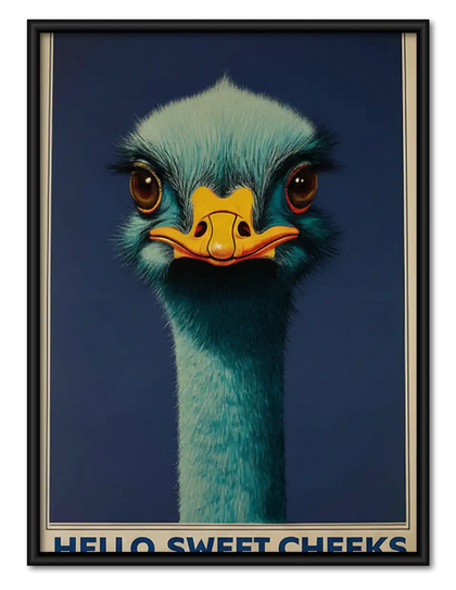 Blue Ostrich Portrait Wall Art