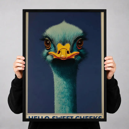 Blue Ostrich Portrait Wall Art 3