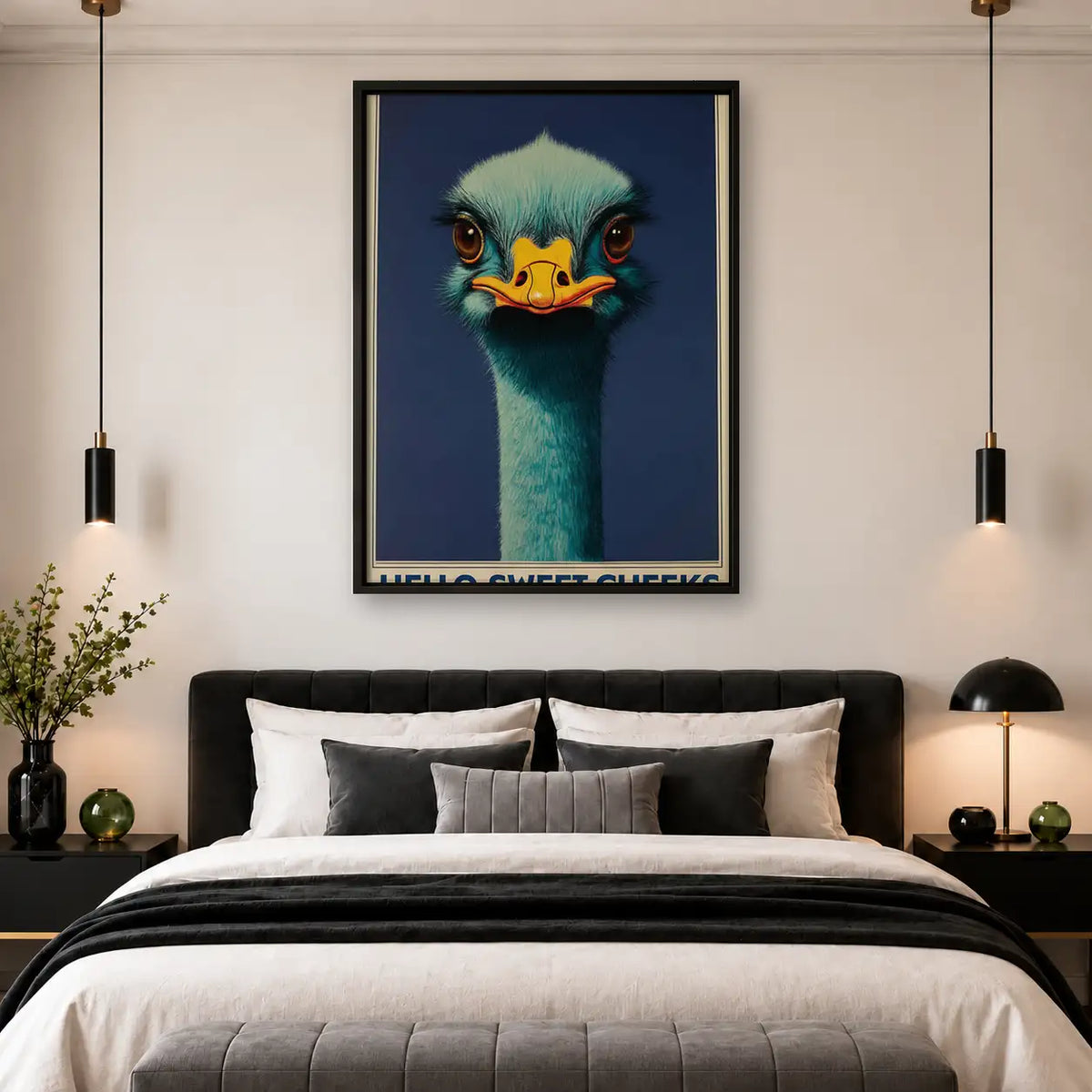 Blue Ostrich Portrait Wall Art 4