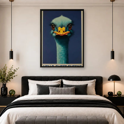 Blue Ostrich Portrait Wall Art 4