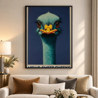 Blue Ostrich Portrait Wall Art 5