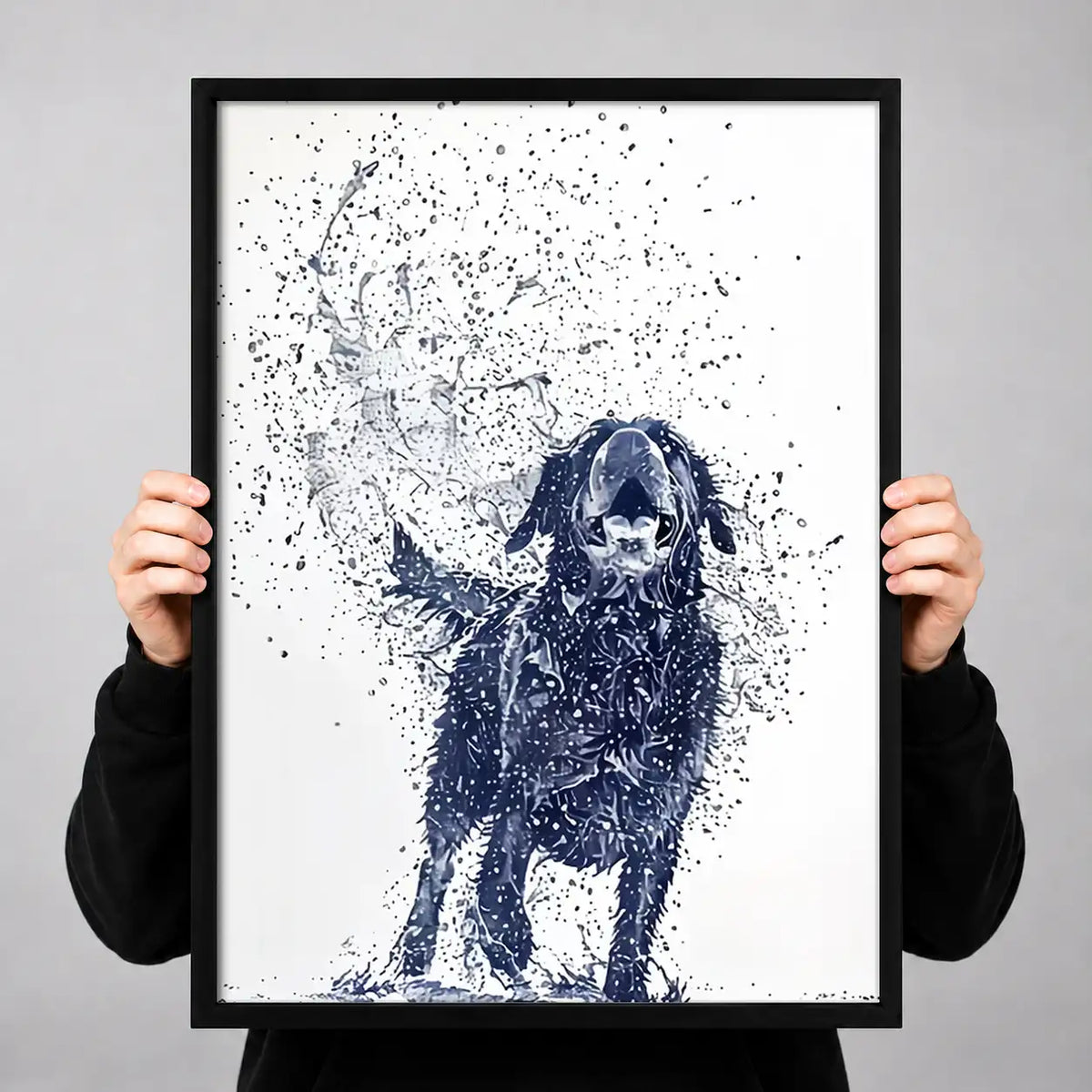 Blue Splatter Dog Portrait Wall Art 3