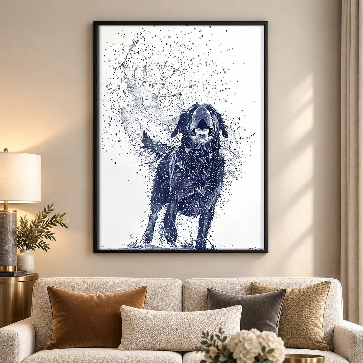 Blue Splatter Dog Portrait Wall Art 5