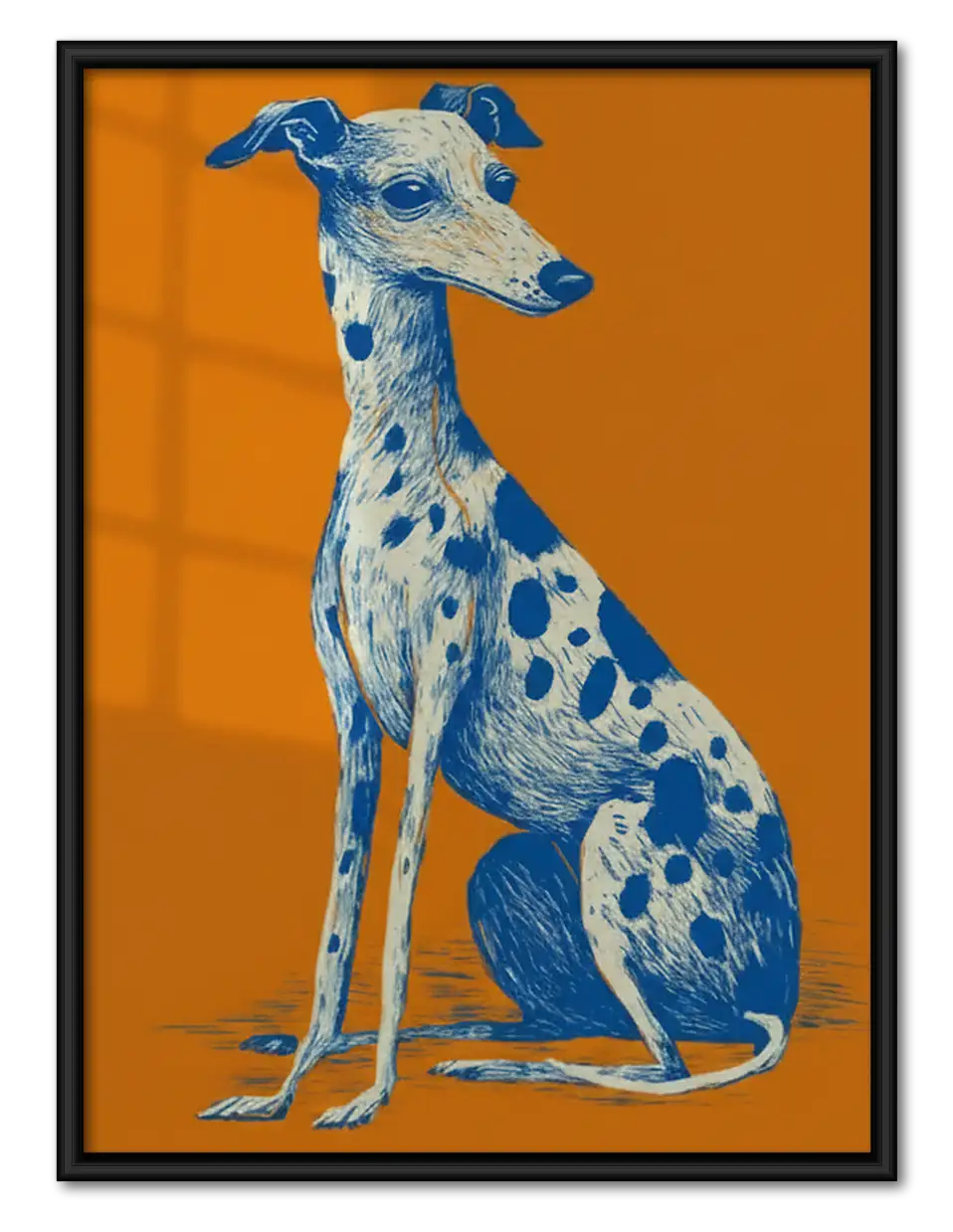Blue Spotted Greyhound Portrait Wall Art 1