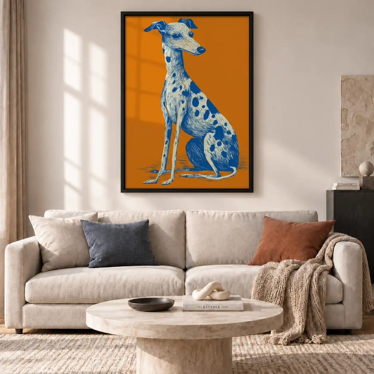 Blue Spotted Greyhound Portrait Wall Art 2