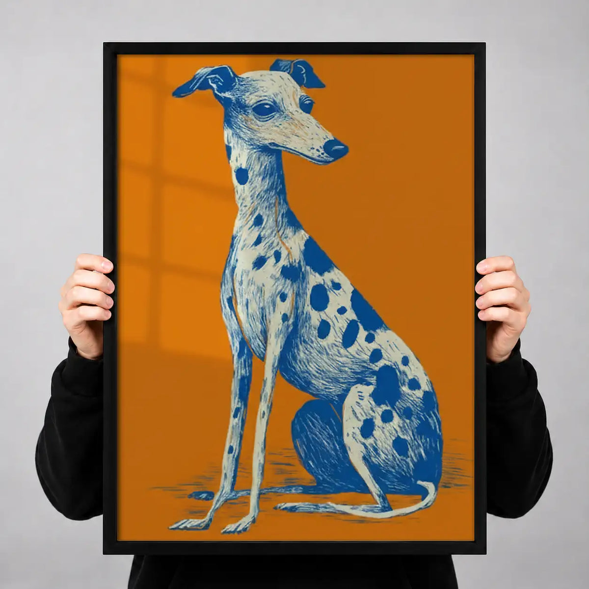 Blue Spotted Greyhound Portrait Wall Art 3