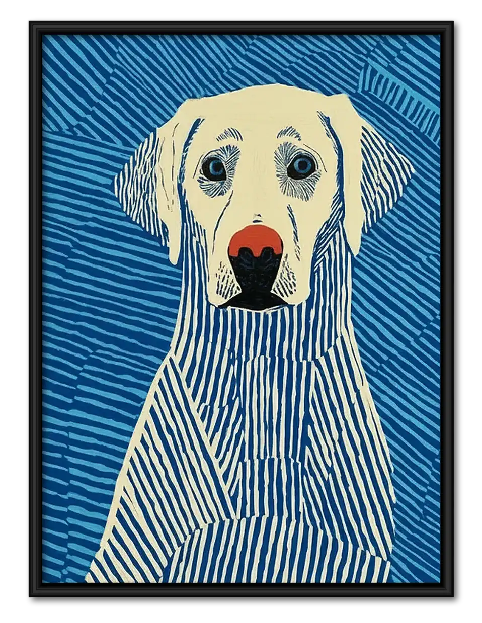 Blue Striped Labrador Portrait Wall Art 1