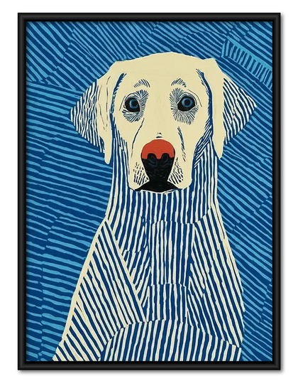 Blue Striped Labrador Portrait Wall Art