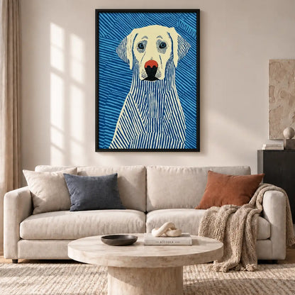 Blue Striped Labrador Portrait Wall Art 2