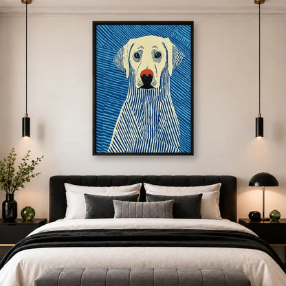 Blue Striped Labrador Portrait Wall Art 4