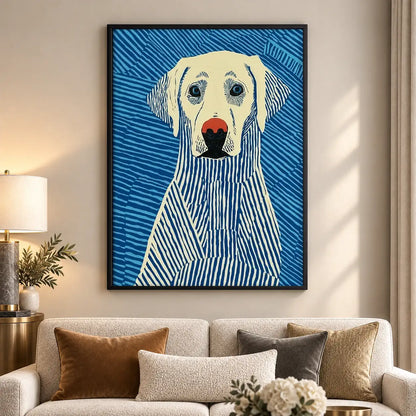 Blue Striped Labrador Portrait Wall Art 5