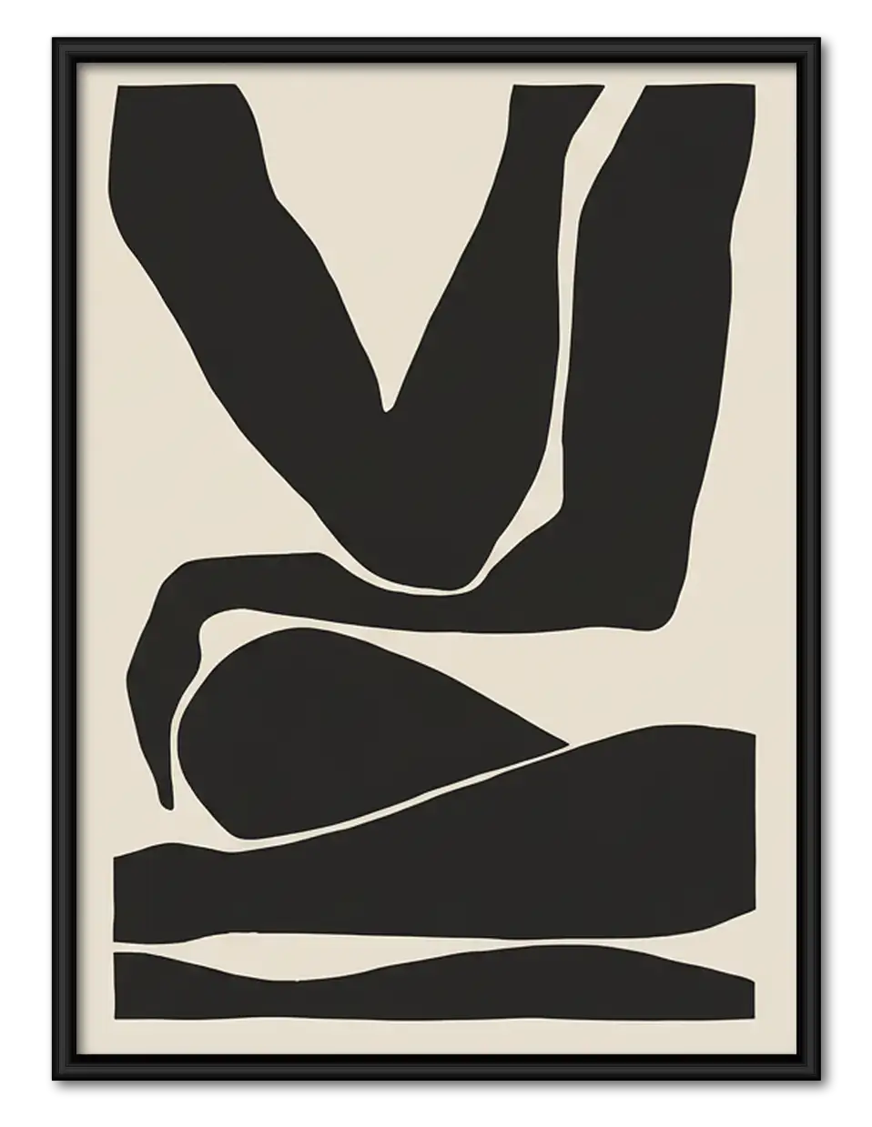 Bold Black and White Organic Shapes Wall Art 1
