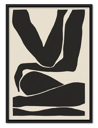 Bold Black and White Organic Shapes Wall Art 1
