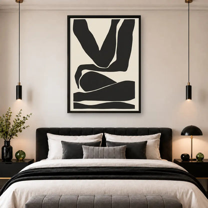 Bold Black and White Organic Shapes Wall Art 4