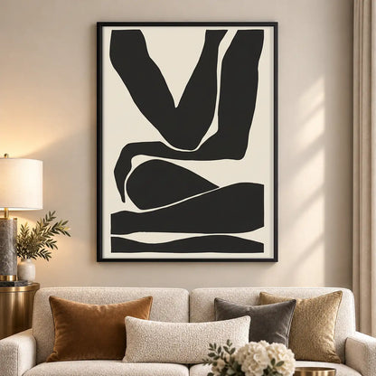 Bold Black and White Organic Shapes Wall Art 5