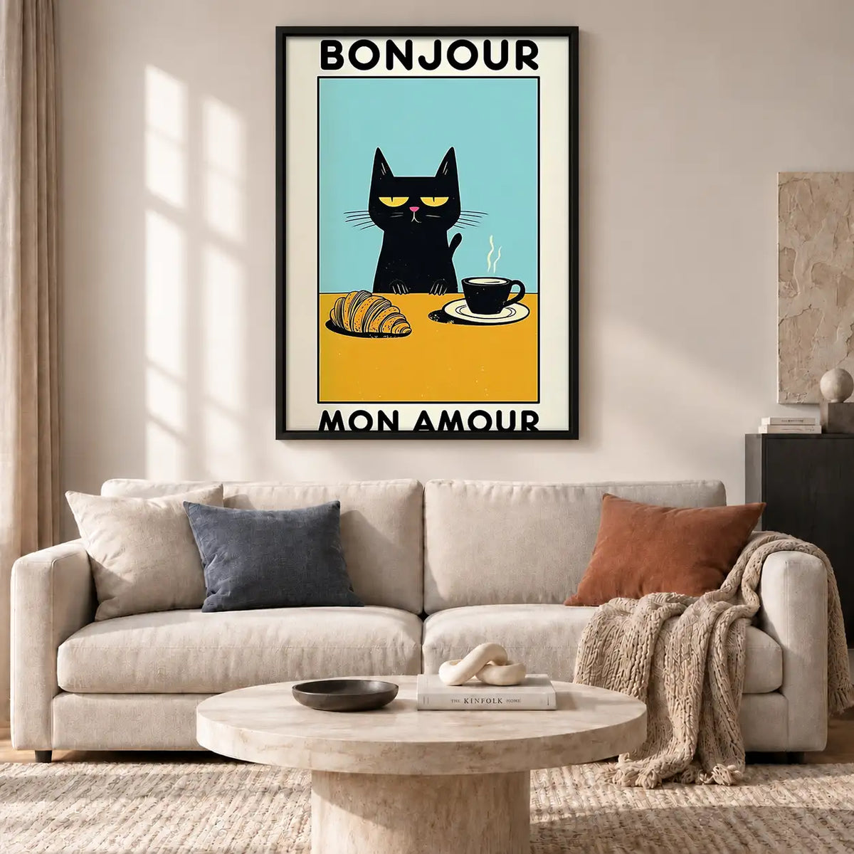 Bonjour Black Cat Cafe Wall Art 2