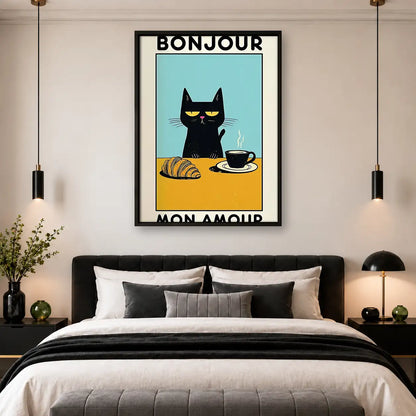 Bonjour Black Cat Cafe Wall Art 4