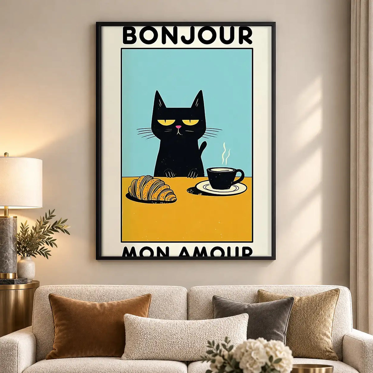Bonjour Black Cat Cafe Wall Art 5
