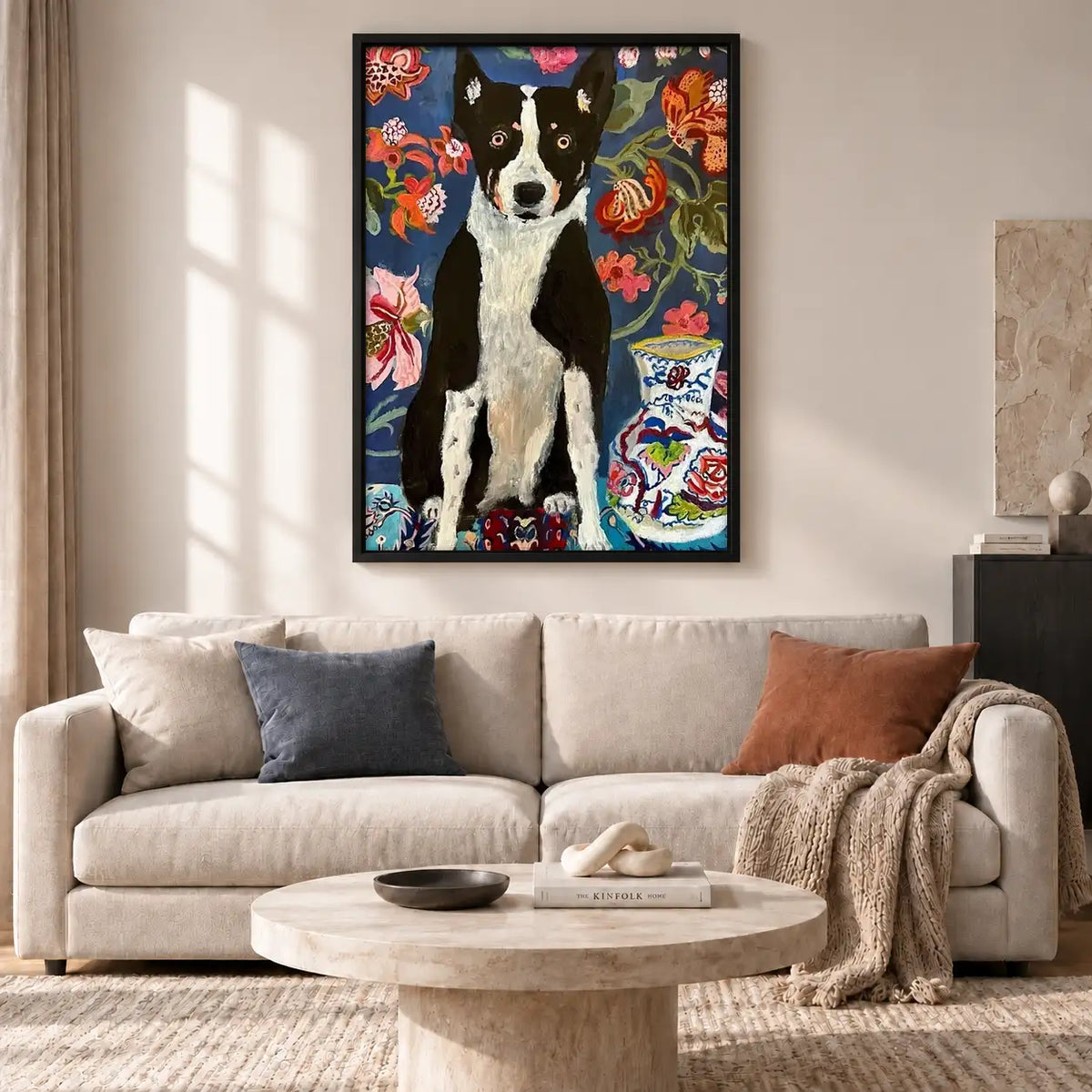 Border Collie Floral Portrait Wall Art 2