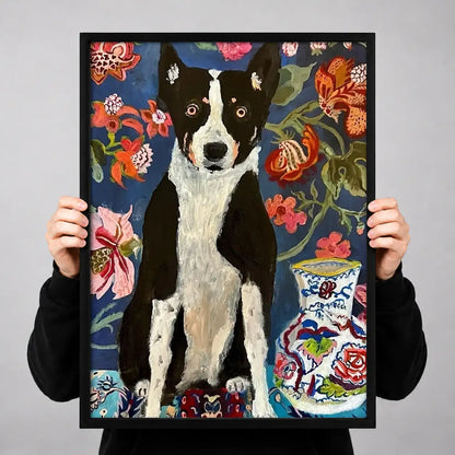 Border Collie Floral Portrait Wall Art 3