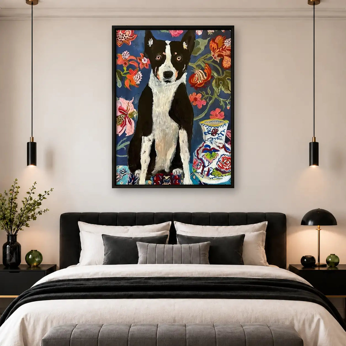 Border Collie Floral Portrait Wall Art 4