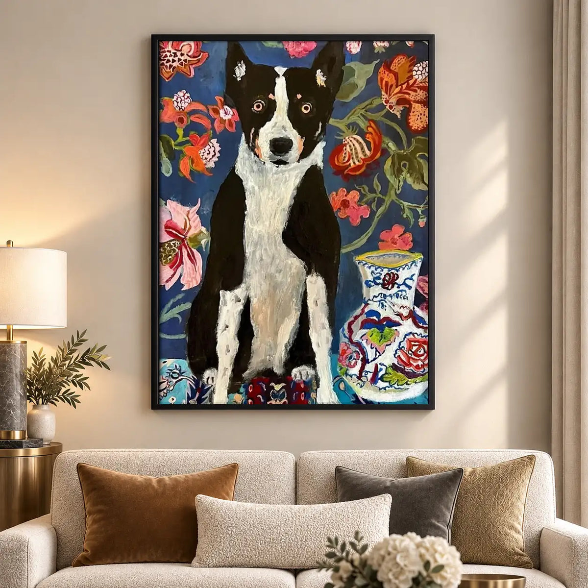 Border Collie Floral Portrait Wall Art 5