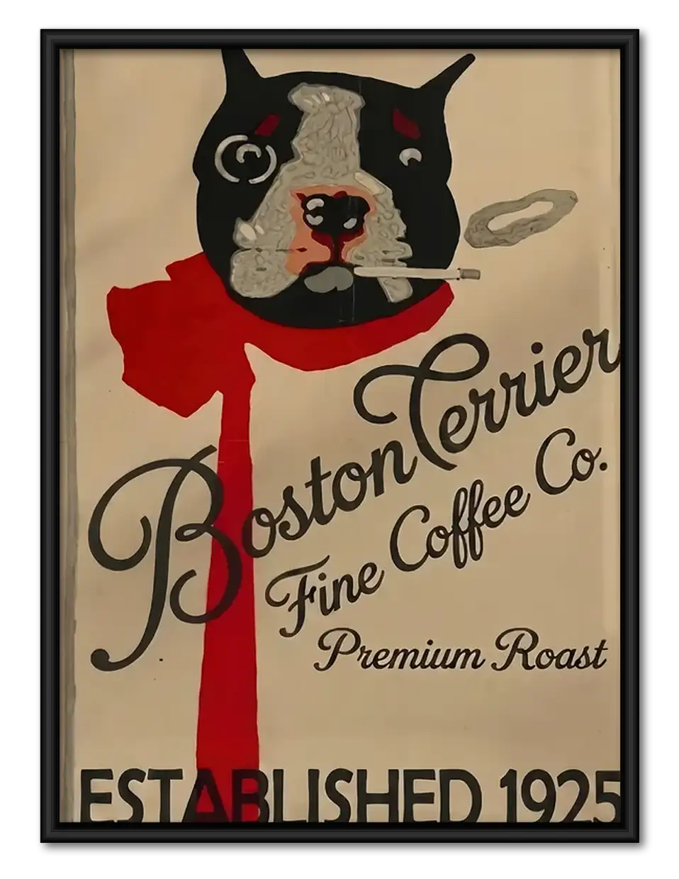 Boston Terrier Coffee Poster Wall Art 1