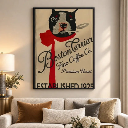 Boston Terrier Coffee Poster Wall Art 5