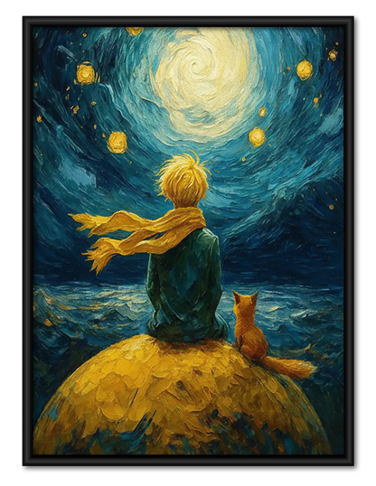 Boy Gazing at Starry Night Wall Art 1