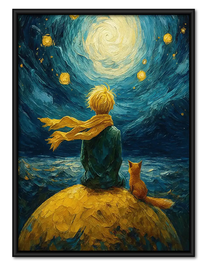 Boy Gazing at Starry Night Wall Art