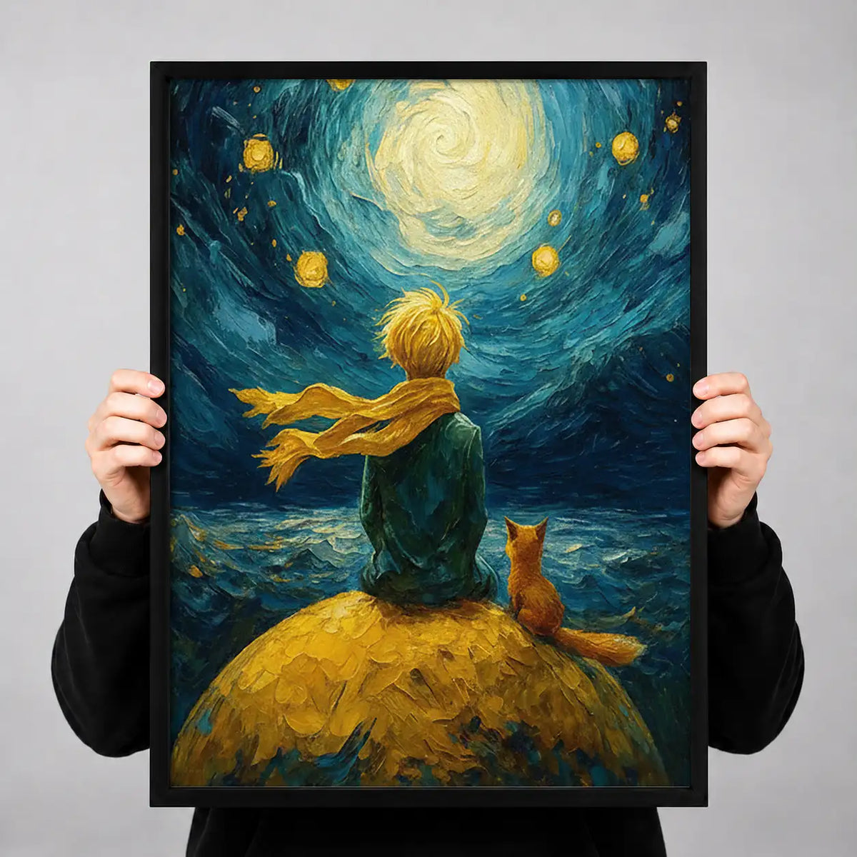 Boy Gazing at Starry Night Wall Art 3