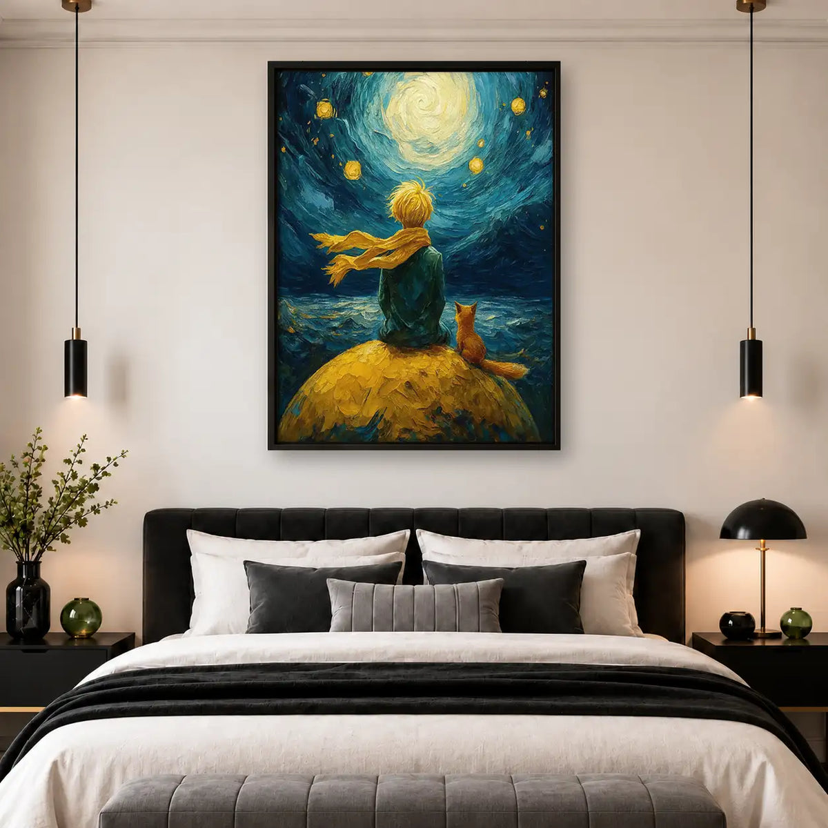 Boy Gazing at Starry Night Wall Art 4