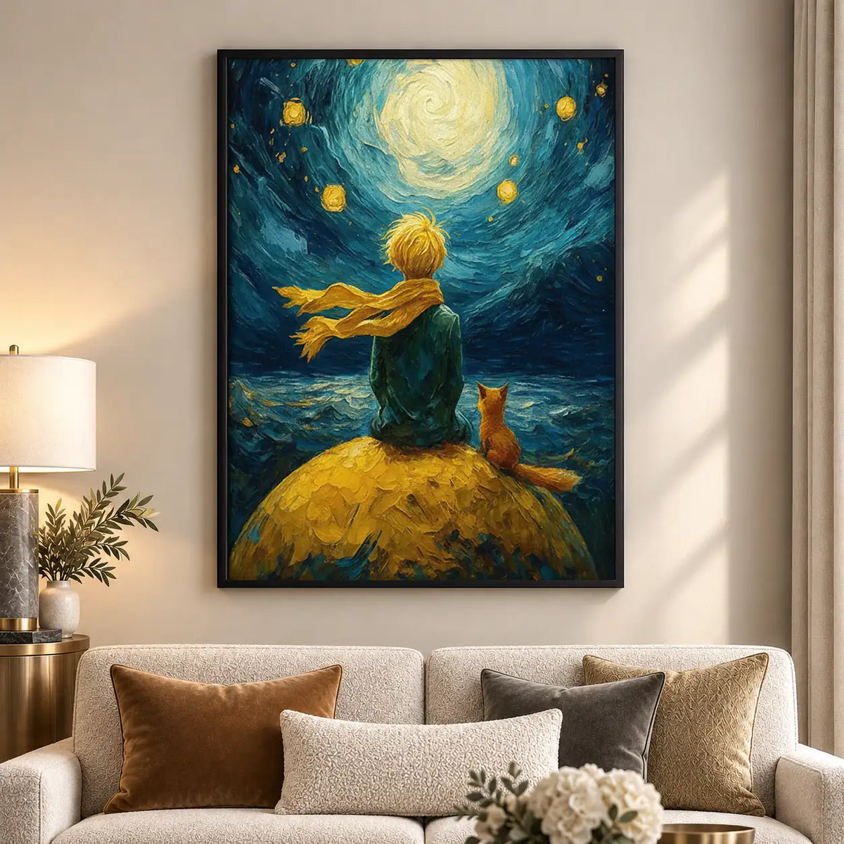 Boy Gazing at Starry Night Wall Art 5