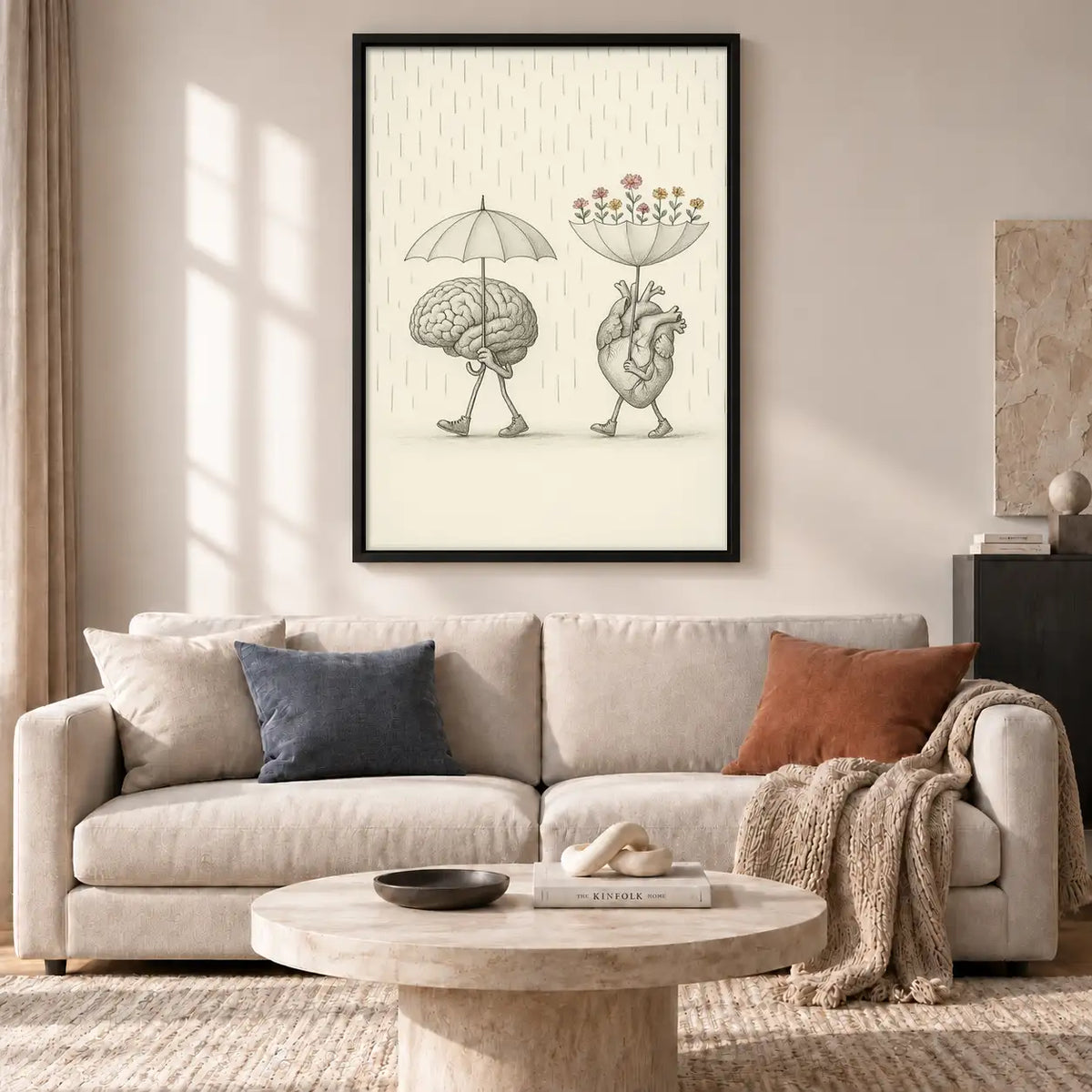 Brain and Heart under Umbrellas Wall Art 2