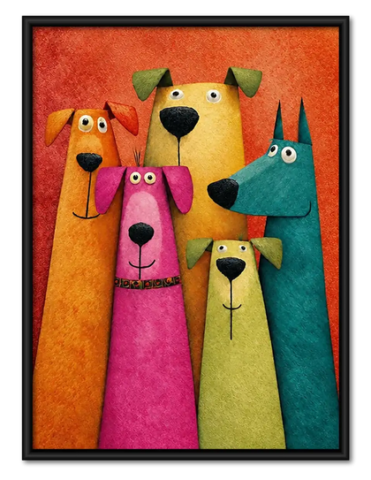 Bright Quirky Dog Family Wall Art