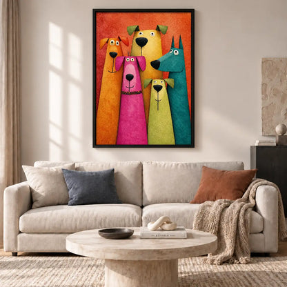 Bright Quirky Dog Family Wall Art 2