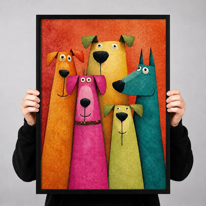 Bright Quirky Dog Family Wall Art 3