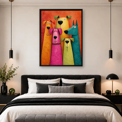 Bright Quirky Dog Family Wall Art 4