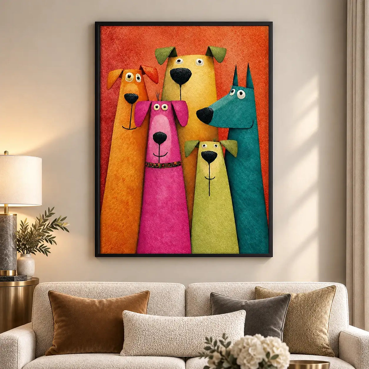 Bright Quirky Dog Family Wall Art 5
