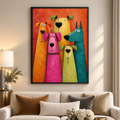 Bright Quirky Dog Family Wall Art 5