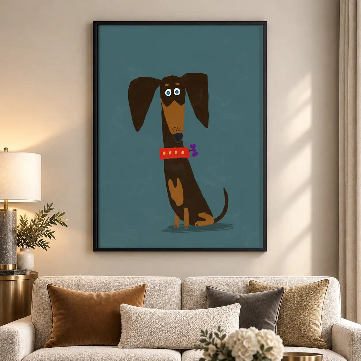 Brown Dachshund with Red Collar Wall Art 5