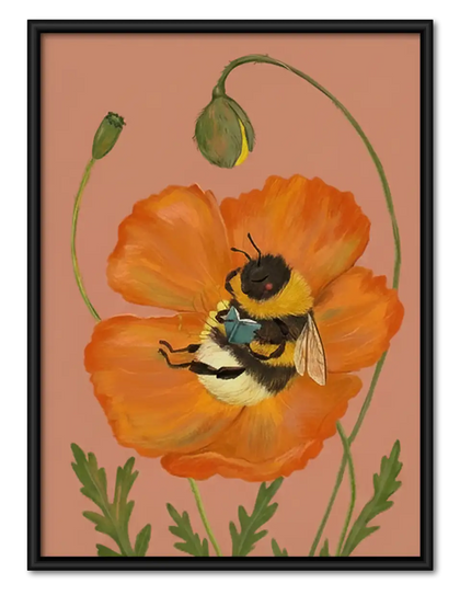 Bumblebee and Orange Poppy Wall Art