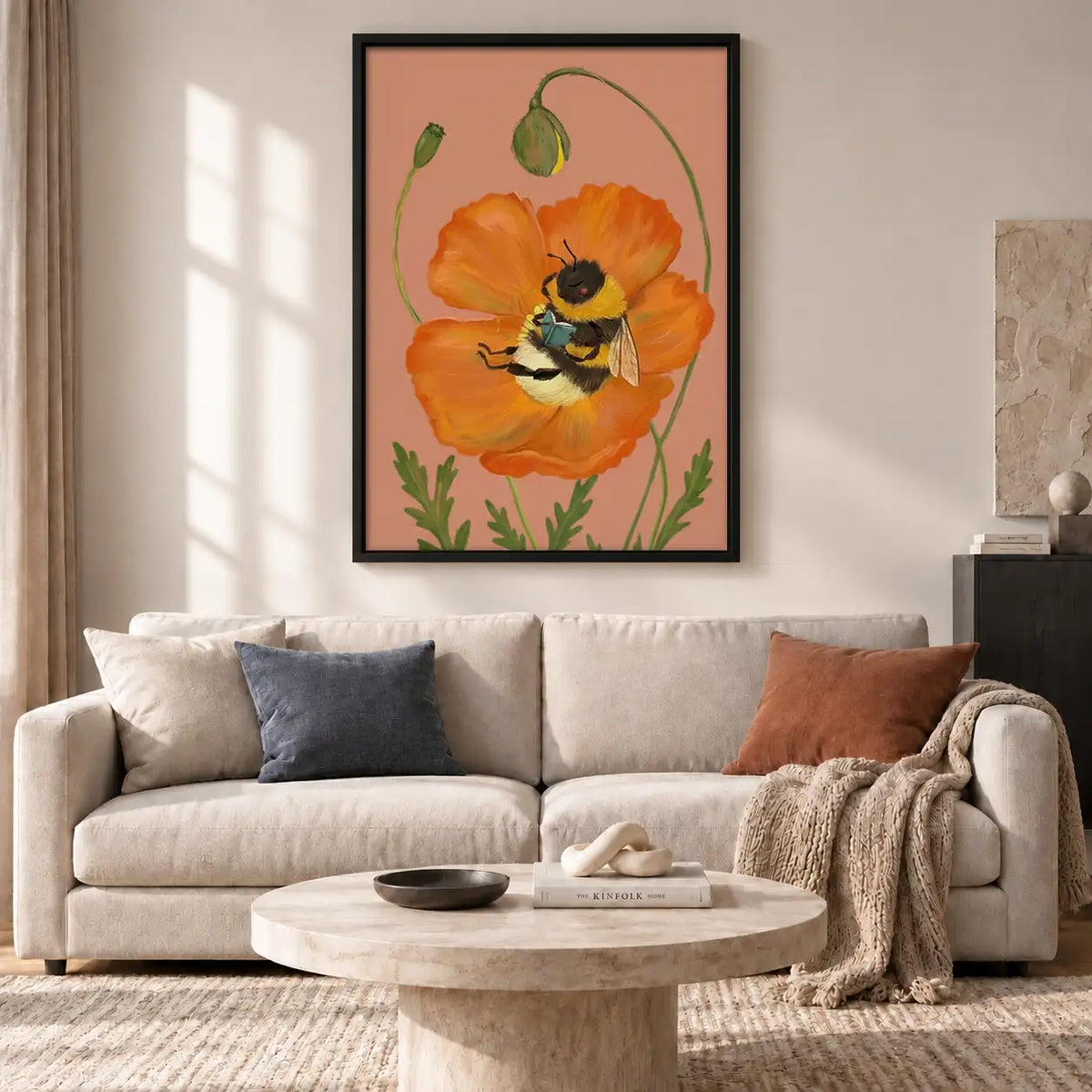 Bumblebee and Orange Poppy Wall Art 2