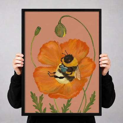 Bumblebee and Orange Poppy Wall Art 3
