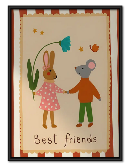 Bunny and Mouse Best Friends Wall Art
