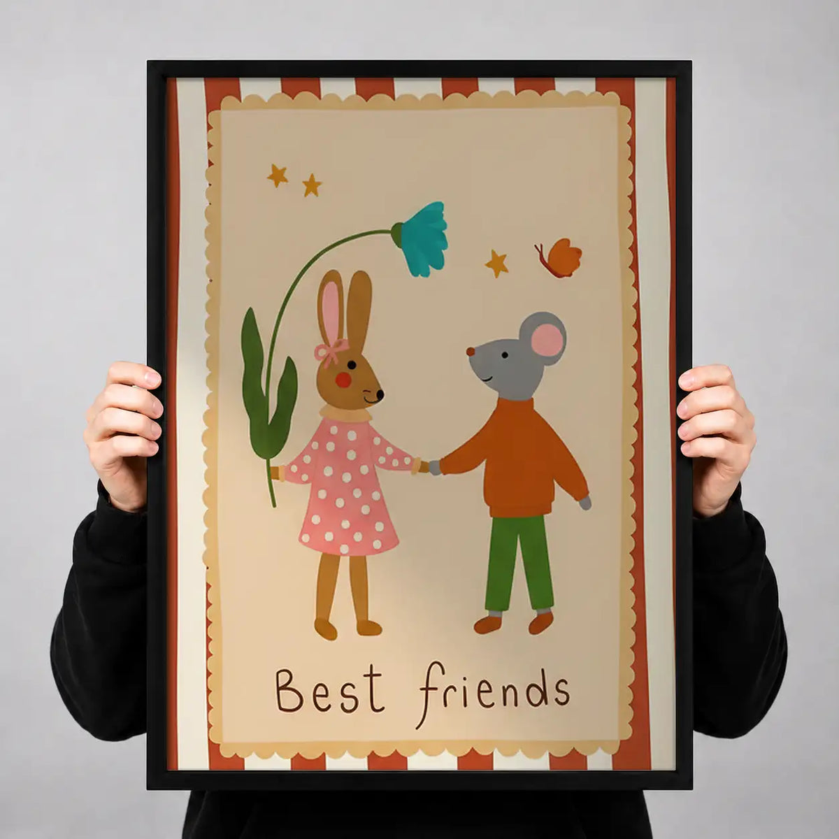 Bunny and Mouse Best Friends Wall Art 3