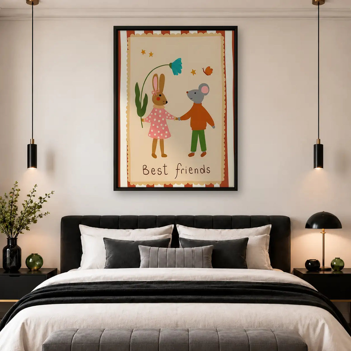 Bunny and Mouse Best Friends Wall Art 4