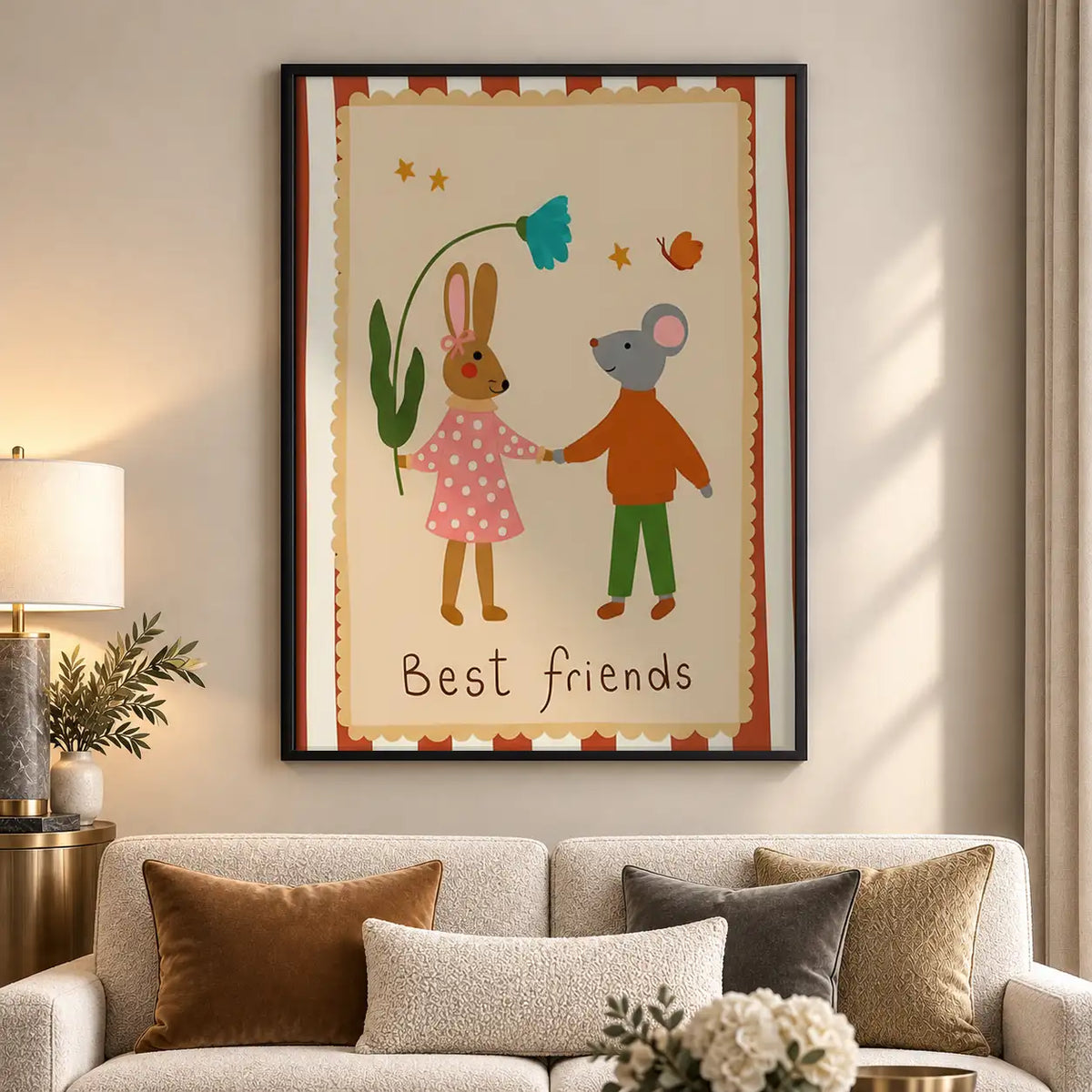 Bunny and Mouse Best Friends Wall Art 5