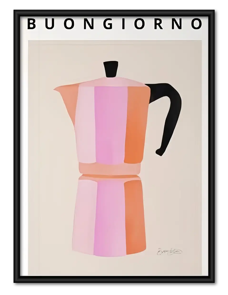 Buongiorno Pink Moka Pot Wall Art 1