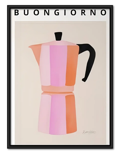 Buongiorno Pink Moka Pot Wall Art